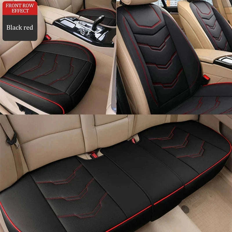 Wrapped Car Seat Cover PU Leather Breathable Seat Protector-black rear 1pc
