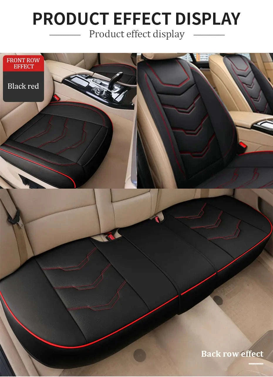 Wrapped Car Seat Cover PU Leather Breathable Seat Protector-black rear 1pc
