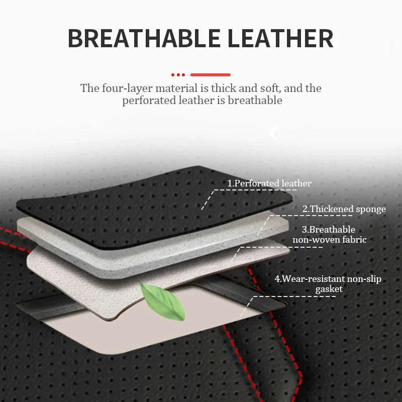 Wrapped Car Seat Cover PU Leather Breathable Seat Protector-black rear 1pc