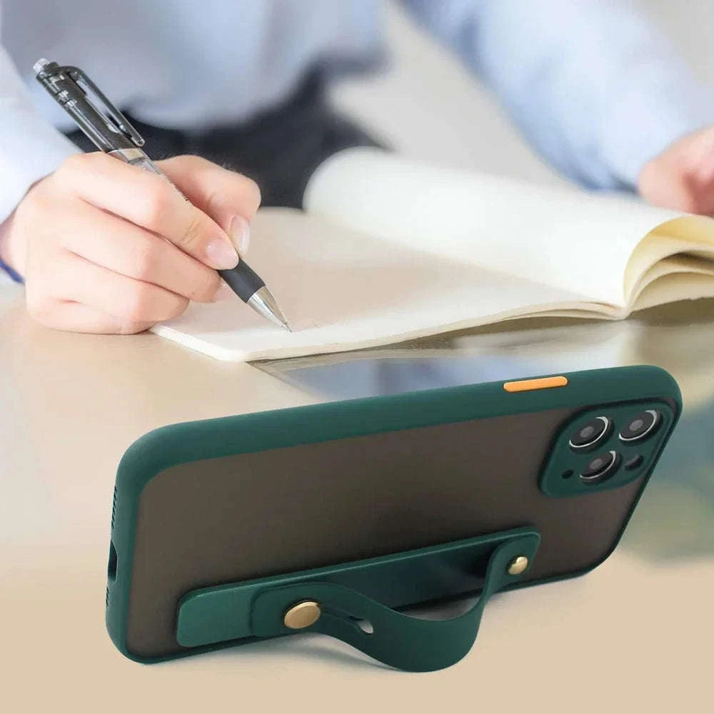 Wrist Band Finger Grip Mobile Phone Holder Stand-Pink