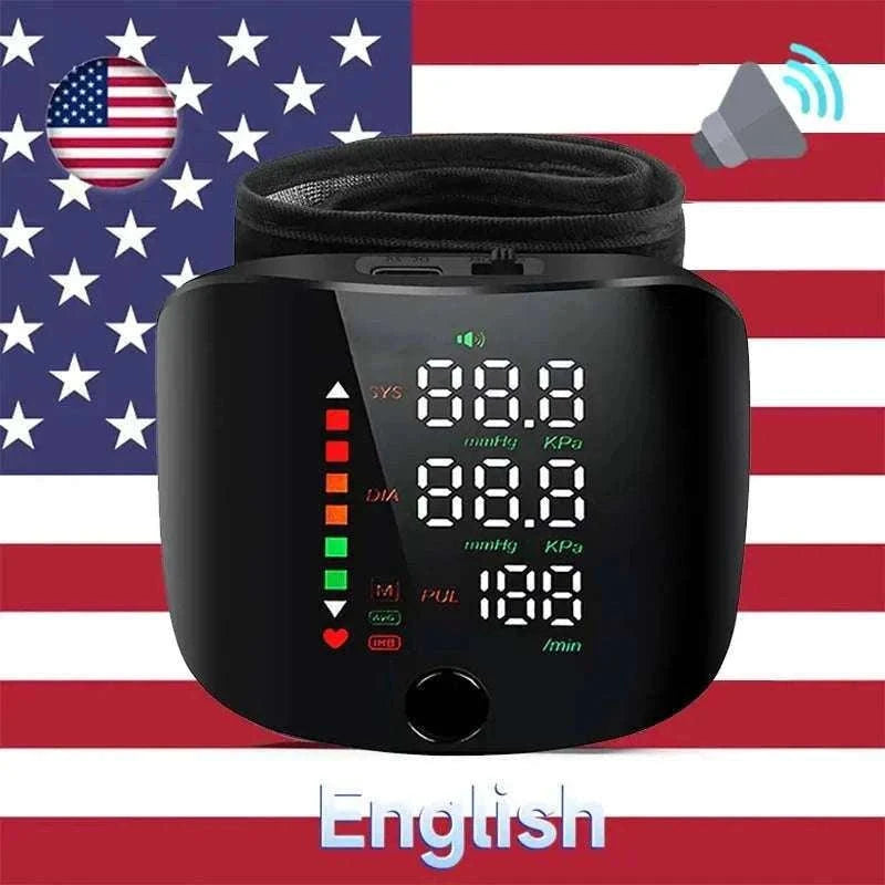 Wrist Blood Pressure Monitor with LED Display and Voice Prompt-Russian Voice