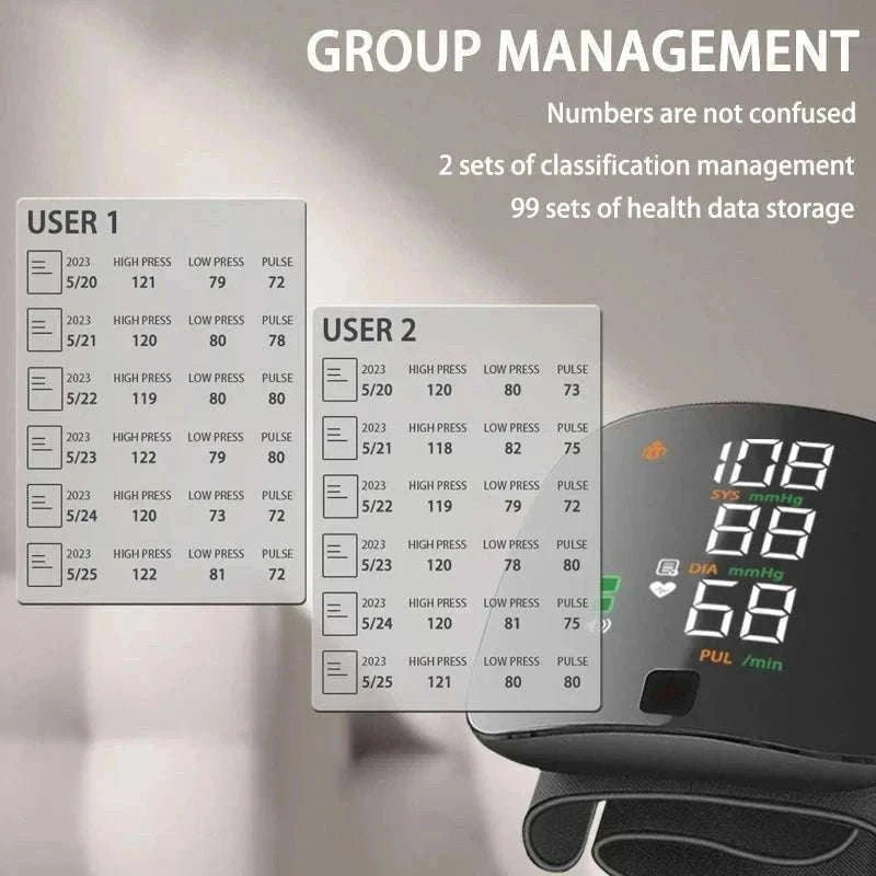 Wrist Blood Pressure Monitor with LED Display and Voice Prompt-Russian Voice