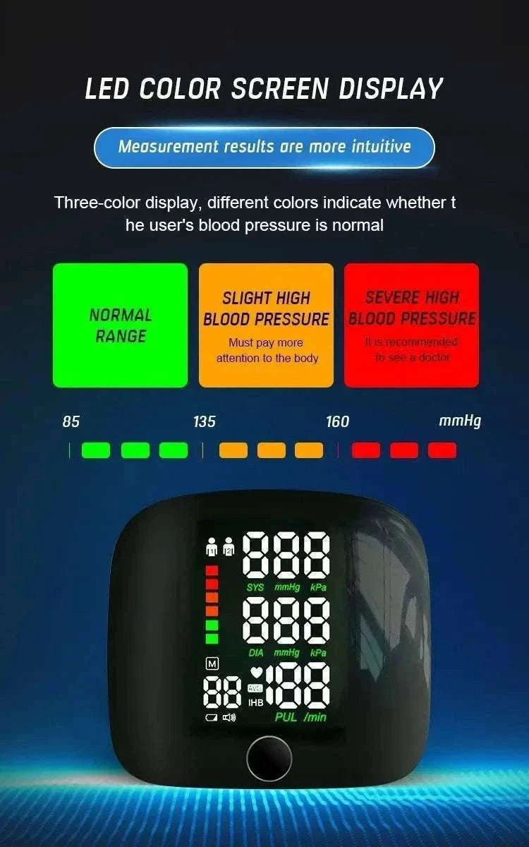 Wrist Blood Pressure Monitor with LED Display and Voice Prompt-Russian Voice