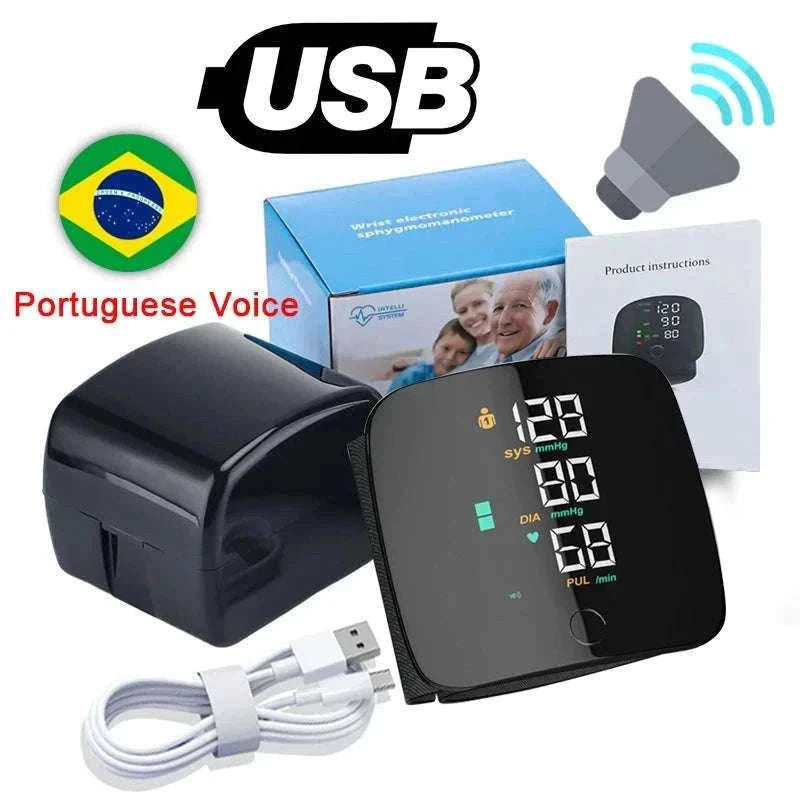 Wrist Blood Pressure Monitor with LED Display and Voice Prompt-Russian Voice