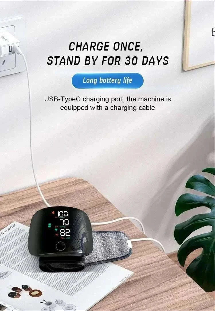 Wrist Blood Pressure Monitor with LED Display and Voice Prompt-Russian Voice