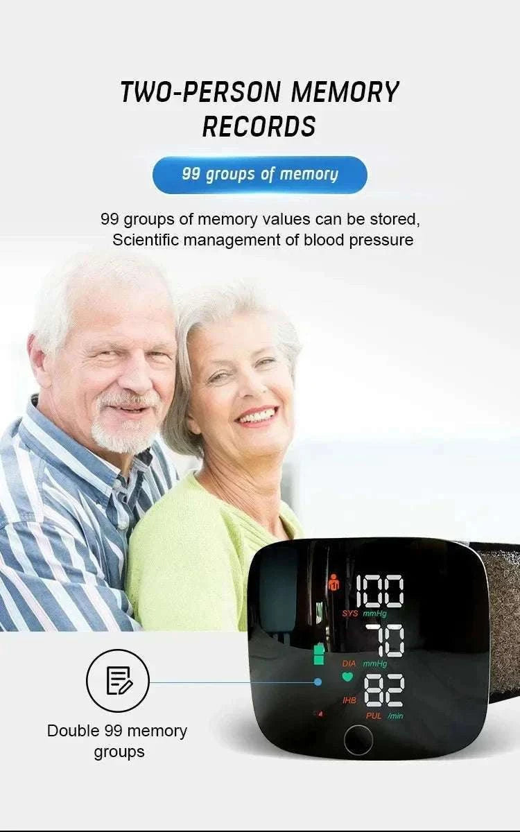 Wrist Blood Pressure Monitor with LED Display and Voice Prompt-Russian Voice