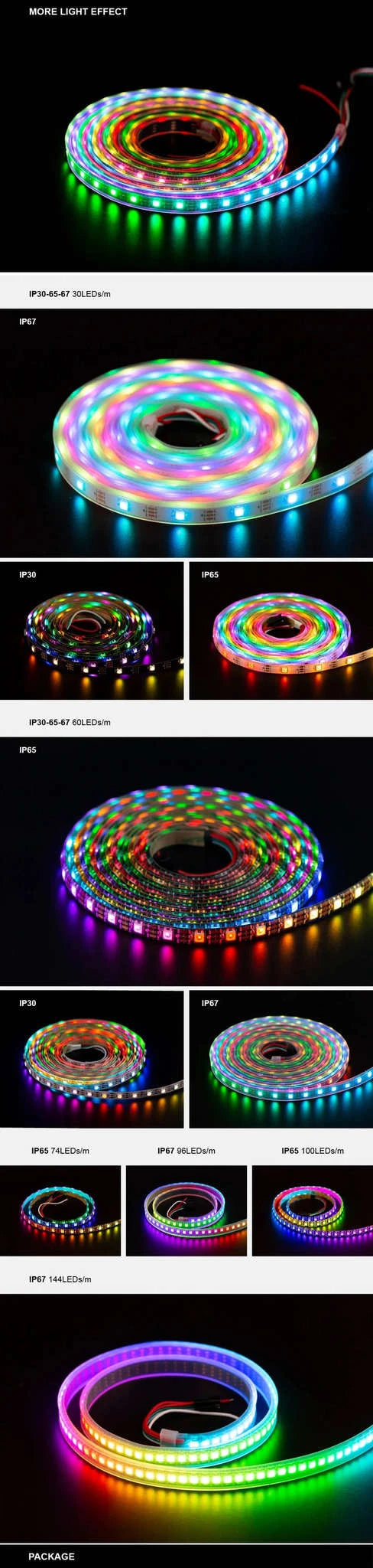WS2812B Individually Addressable RGB LED Strip Light-WS2812BECO Black PCB / 2m 100 IP30 / China Mainland