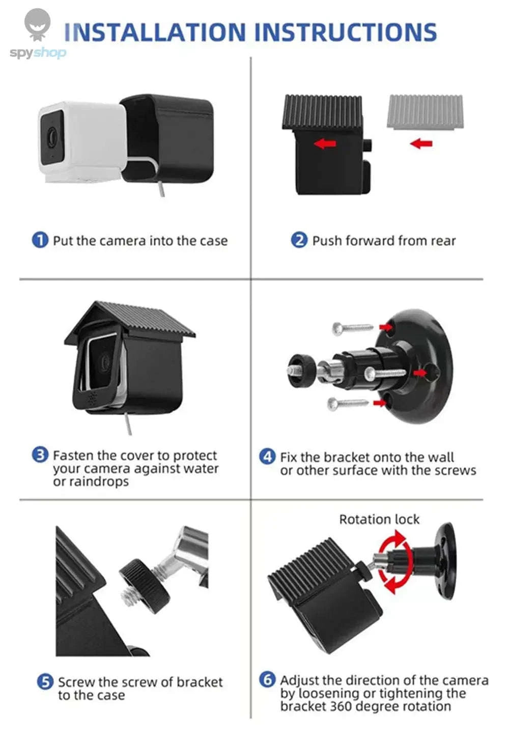Wyze Cam V3 Wall Mount Protective Cover – Weather-Resistant Housing with Adjustable Bracket-2 Pack / CHINA