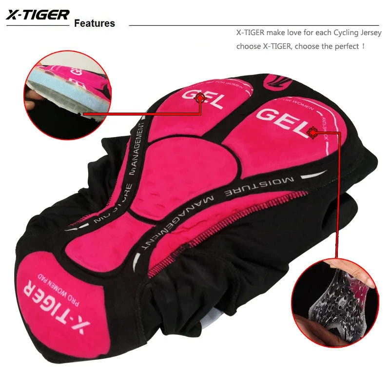 X‑TIGER Women’s Cycling Shorts with 3D Gel Padding-L / XW-DK-01303