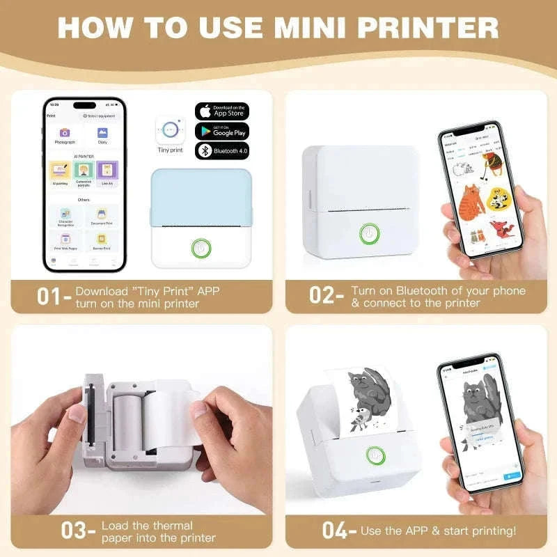 X6 Mini Thermal Printer for Labels, Notes & Photos-White-set 1