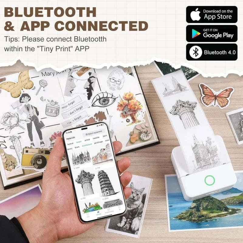 X6 Mini Thermal Printer for Portable Inkless Label & Photo Printing-Pink-set 5