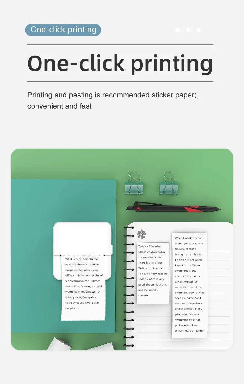 X6 Mini Thermal Printer for Portable Inkless Label & Photo Printing-Pink-set 5