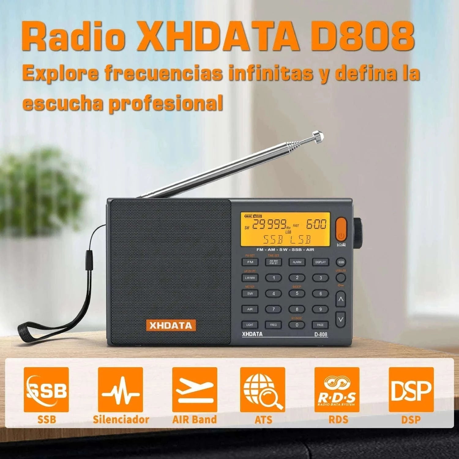 XHDATA D-808 Multiband Portable Radio with SSB, AIR & DSP Tuning-XHDATA-Gray / GERMANY