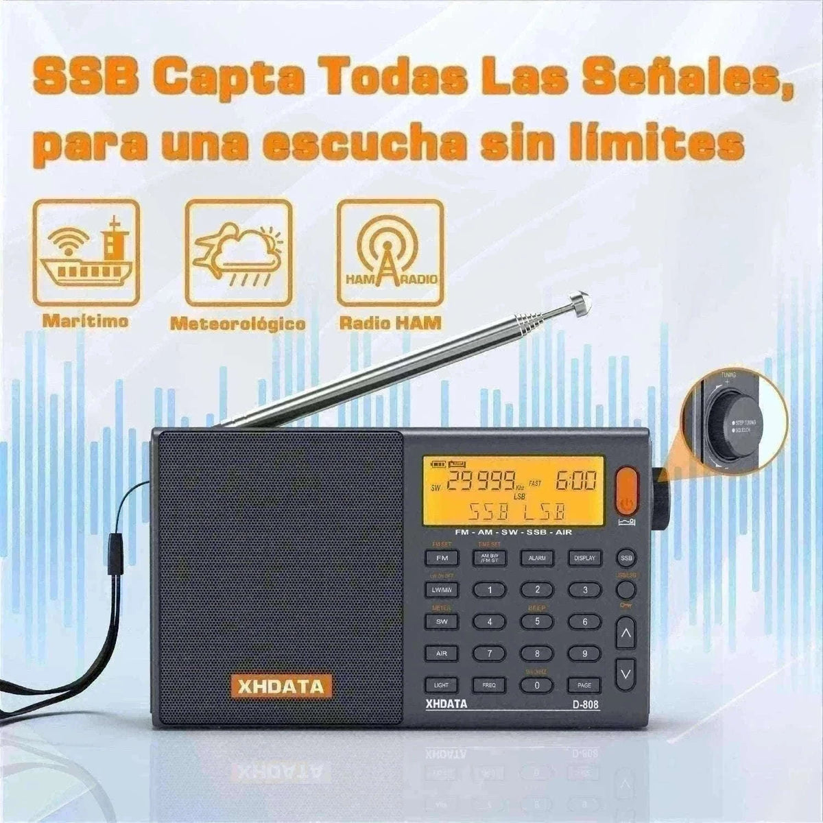 XHDATA D-808 Multiband Portable Radio with SSB, AIR & DSP Tuning-XHDATA-Gray / GERMANY