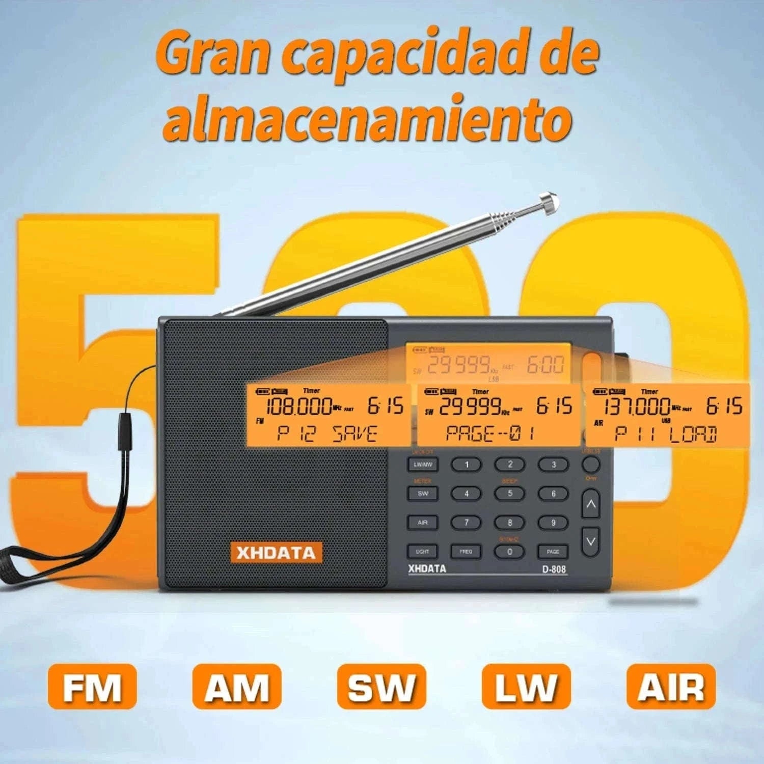 XHDATA D-808 Multiband Portable Radio with SSB, AIR & DSP Tuning-XHDATA-Gray / GERMANY