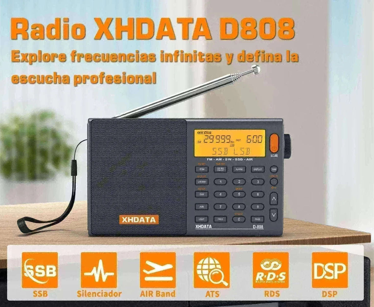 XHDATA D-808 Multiband Portable Radio with SSB, AIR & DSP Tuning-XHDATA-Gray / GERMANY
