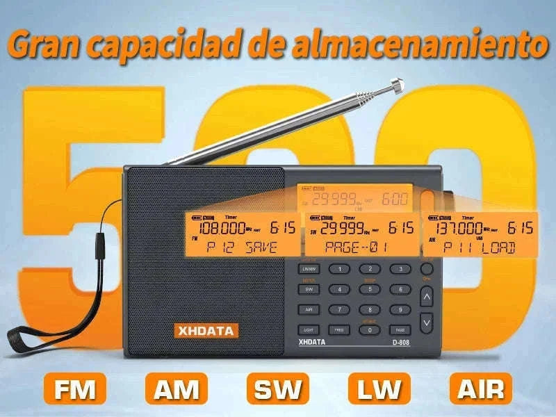 XHDATA D-808 Multiband Portable Radio with SSB, AIR & DSP Tuning-XHDATA-Gray / GERMANY