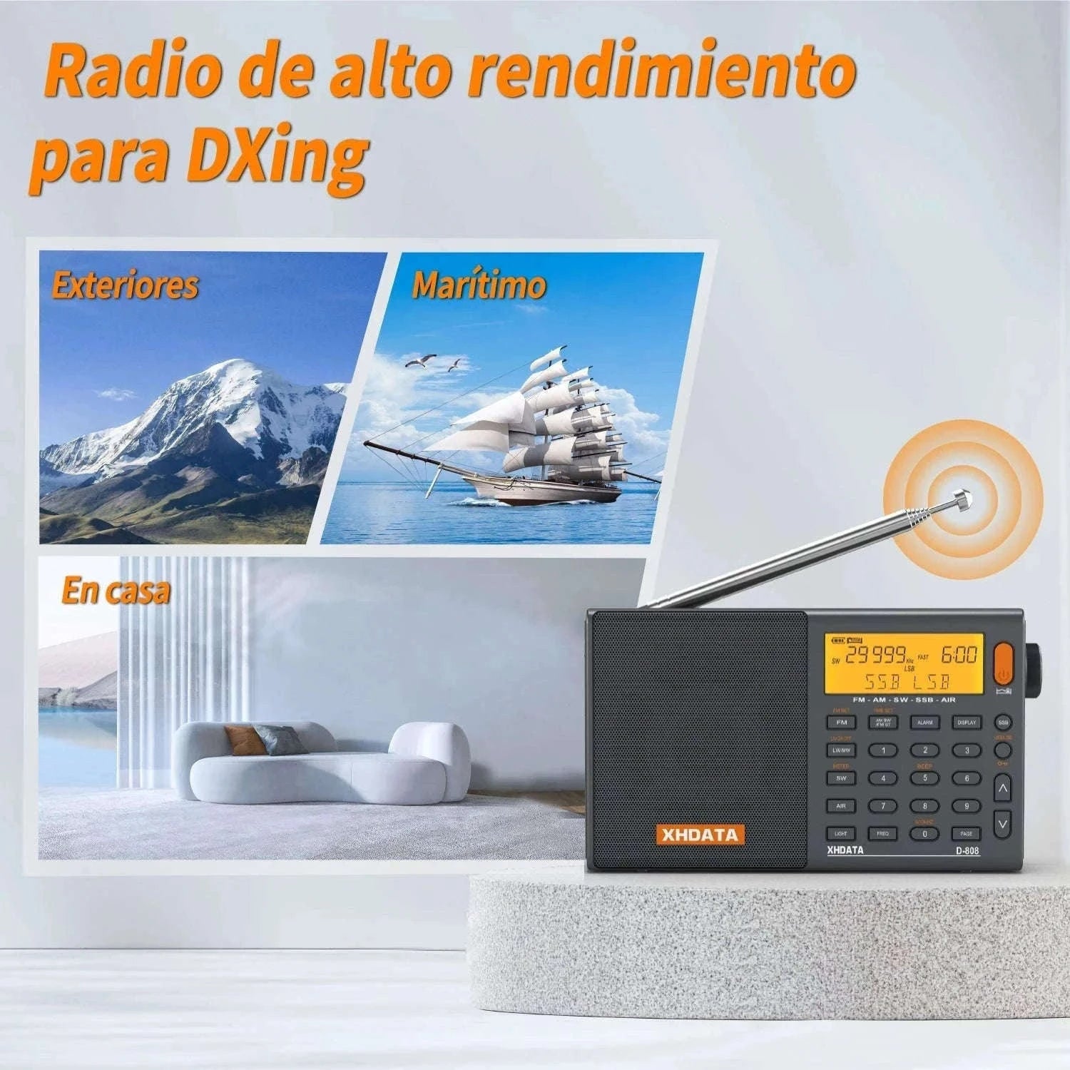 XHDATA D-808 Multiband Portable Radio with SSB, AIR & DSP Tuning-XHDATA-Gray / GERMANY