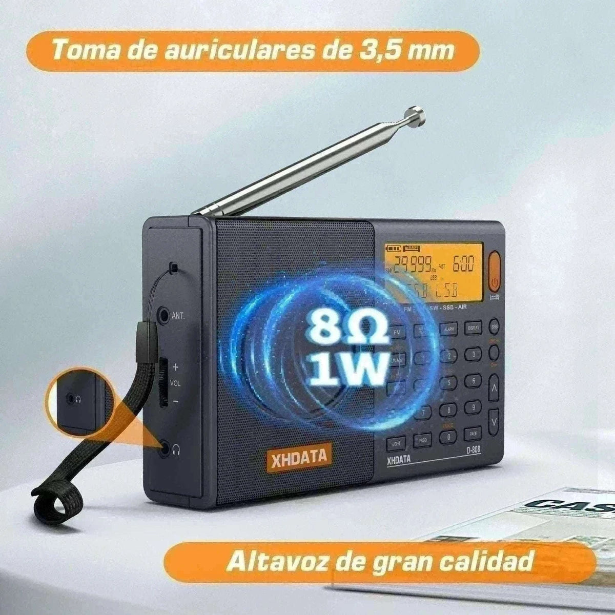 XHDATA D-808 Multiband Portable Radio with SSB, AIR & DSP Tuning-XHDATA-Gray / GERMANY