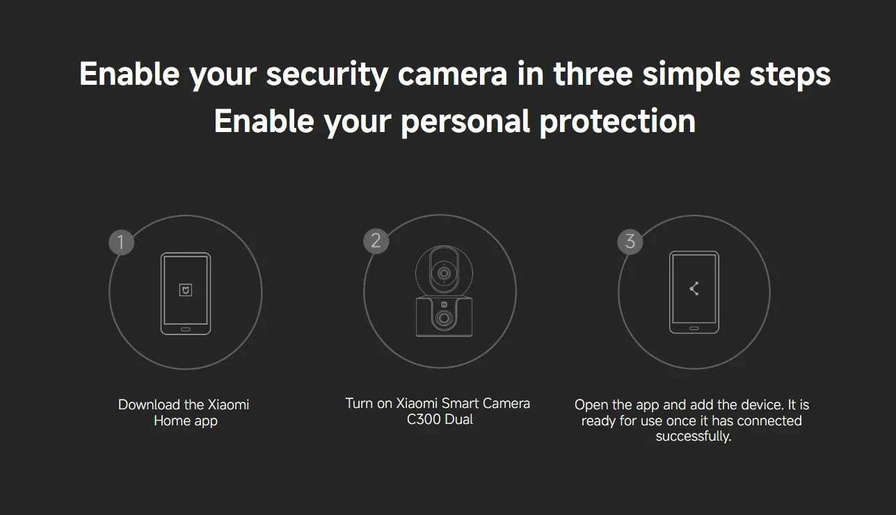 Xiaomi C300 Dual Lens Smart Camera 360° AI WiFi 6 Home Security-Add UK Adapter
