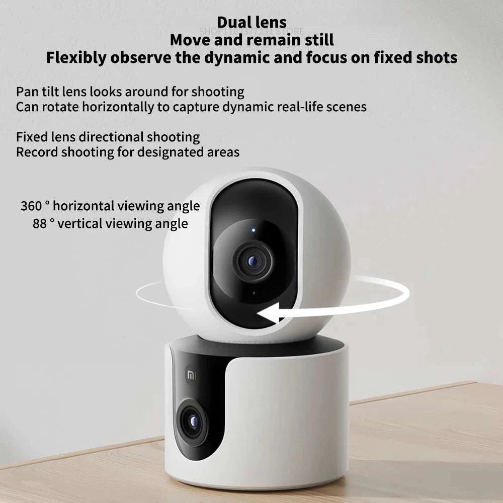 Xiaomi C300 Dual Lens Smart Camera 360° AI WiFi 6 Home Security-Add UK Adapter