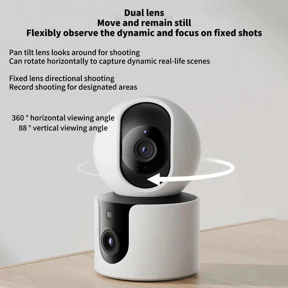 Xiaomi C300 Dual Lens Smart Camera 360° AI WiFi 6 Home Security-Add UK Adapter