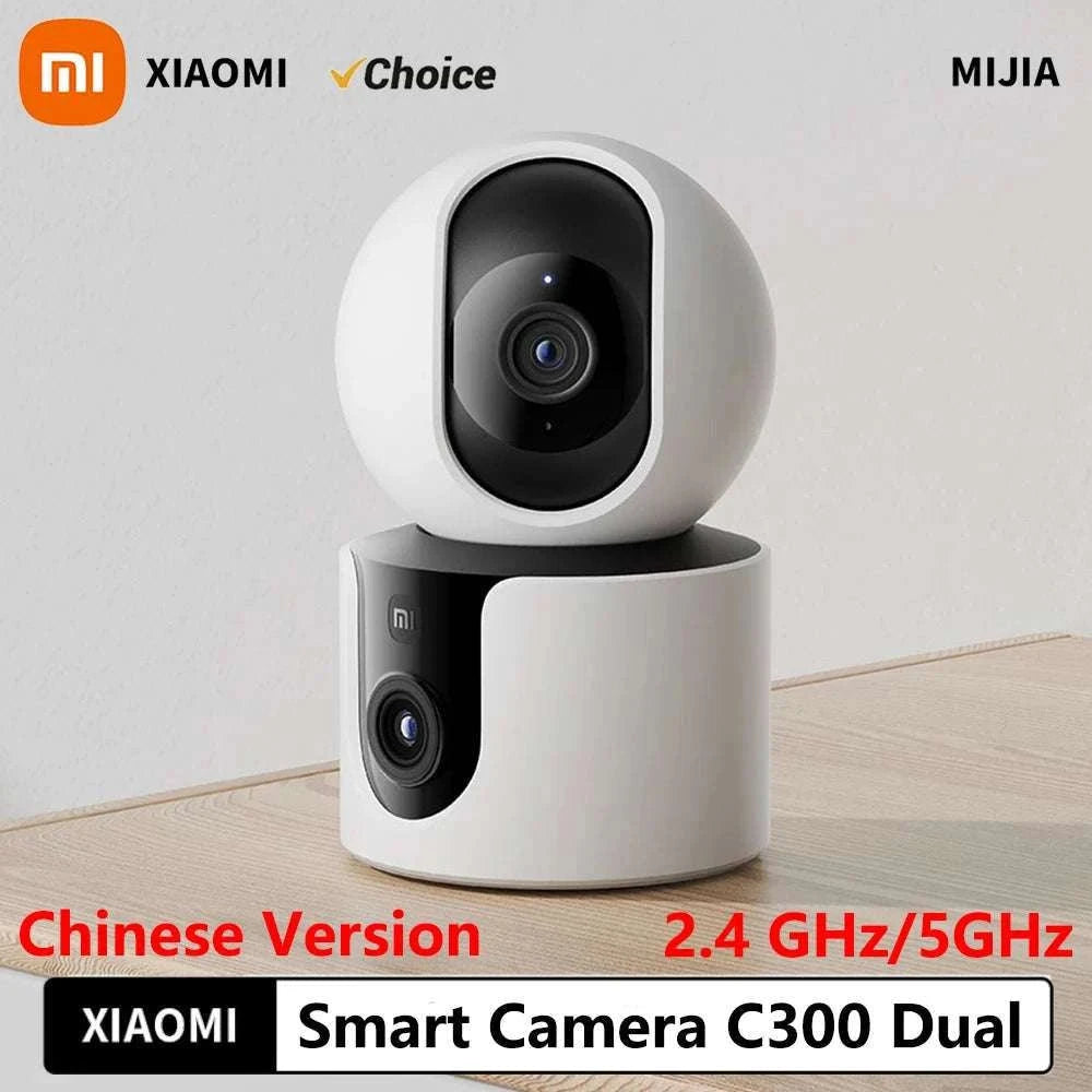 Xiaomi C300 Dual Lens Smart Camera 360° AI WiFi 6 Home Security-Add UK Adapter
