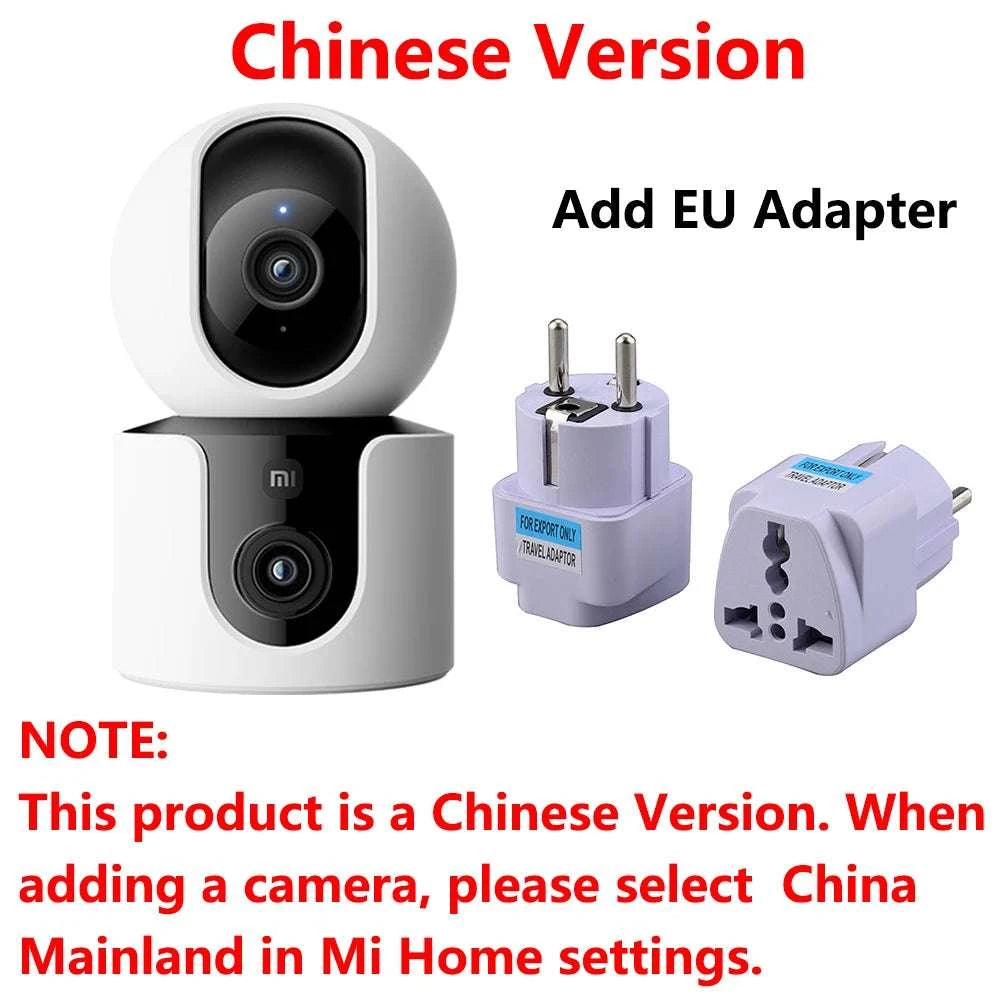 Xiaomi C300 Dual Lens Smart Camera 360° AI WiFi 6 Home Security-Add UK Adapter