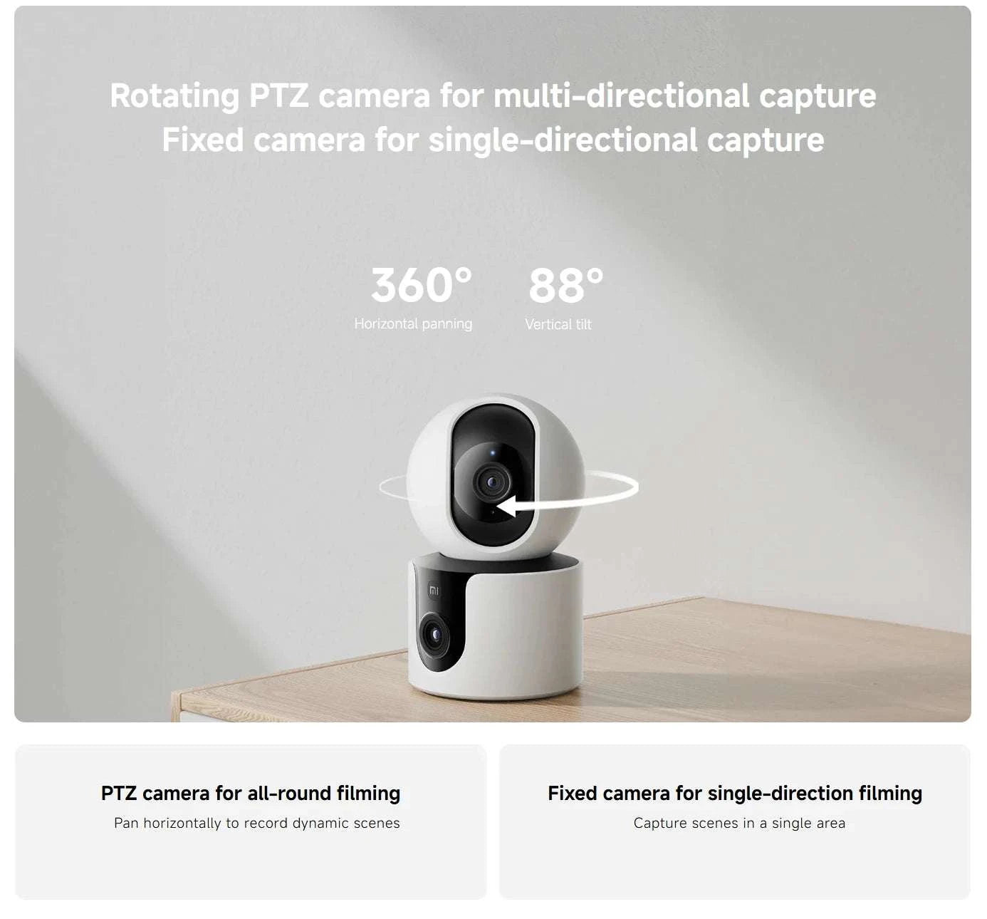 Xiaomi C300 Dual Lens Smart Camera 360° AI WiFi 6 Home Security-Add UK Adapter