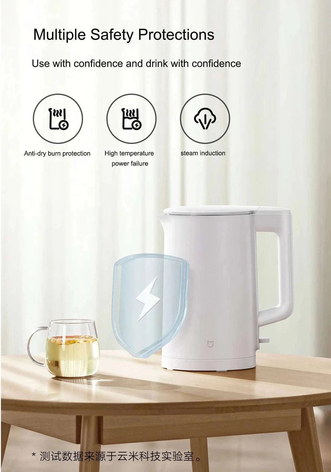 Xiaomi Electric Kettle 1.5L 1500W Fast Boil Stainless Steel-220V white N1 / AU / China Mainland