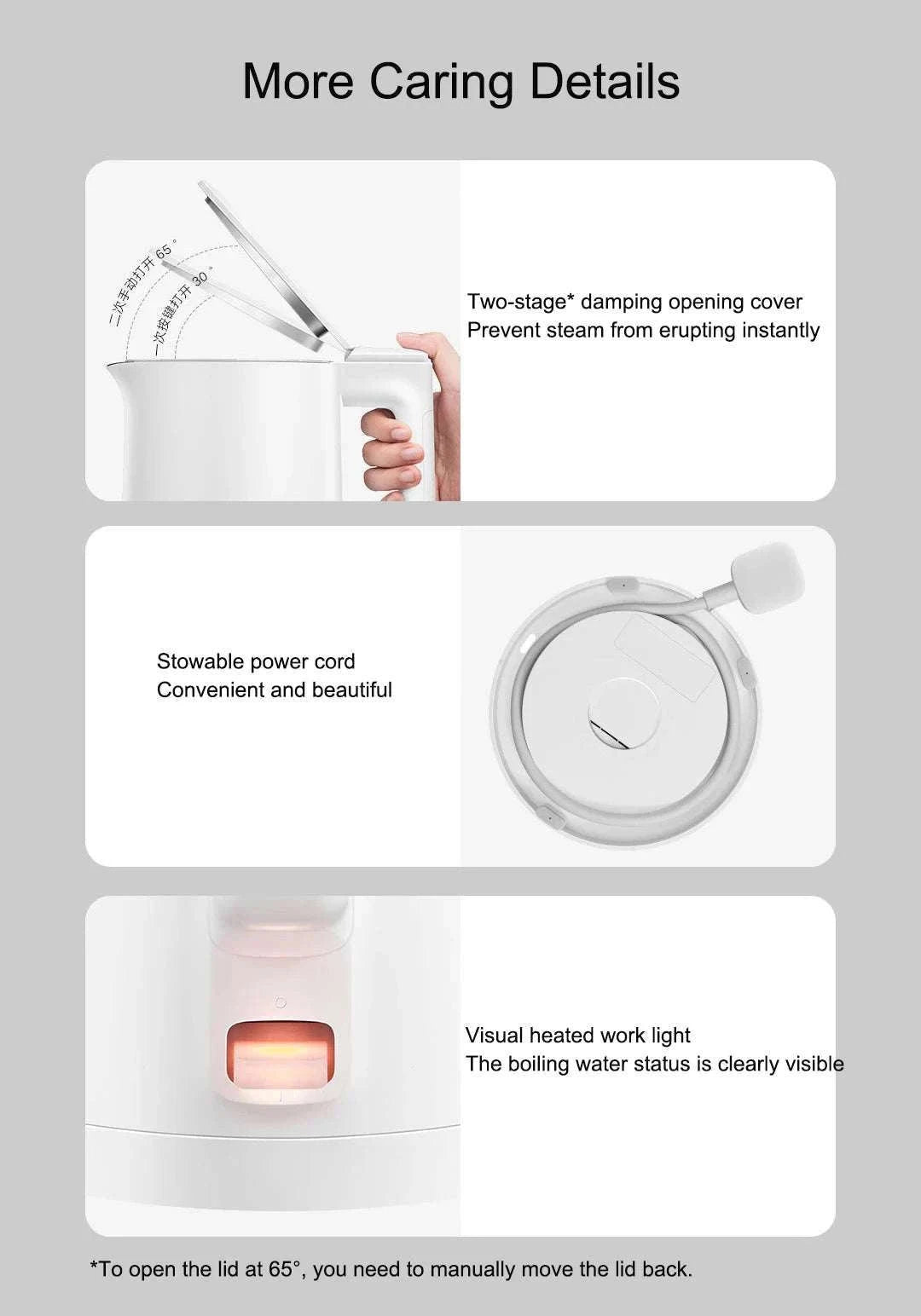 Xiaomi Electric Kettle 1.5L 1500W Fast Boil Stainless Steel-220V white N1 / AU / China Mainland