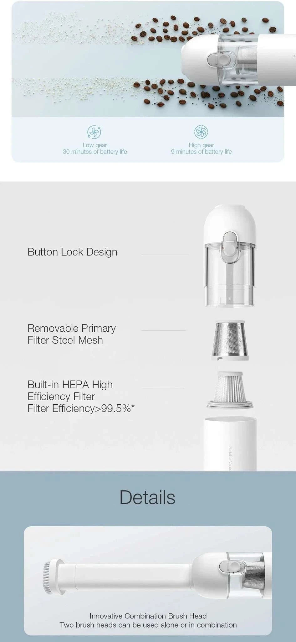 Xiaomi Handheld Vacuum Cleaner 13KPa Cordless for Home & Car-XIAOMI Vacuum Cleane