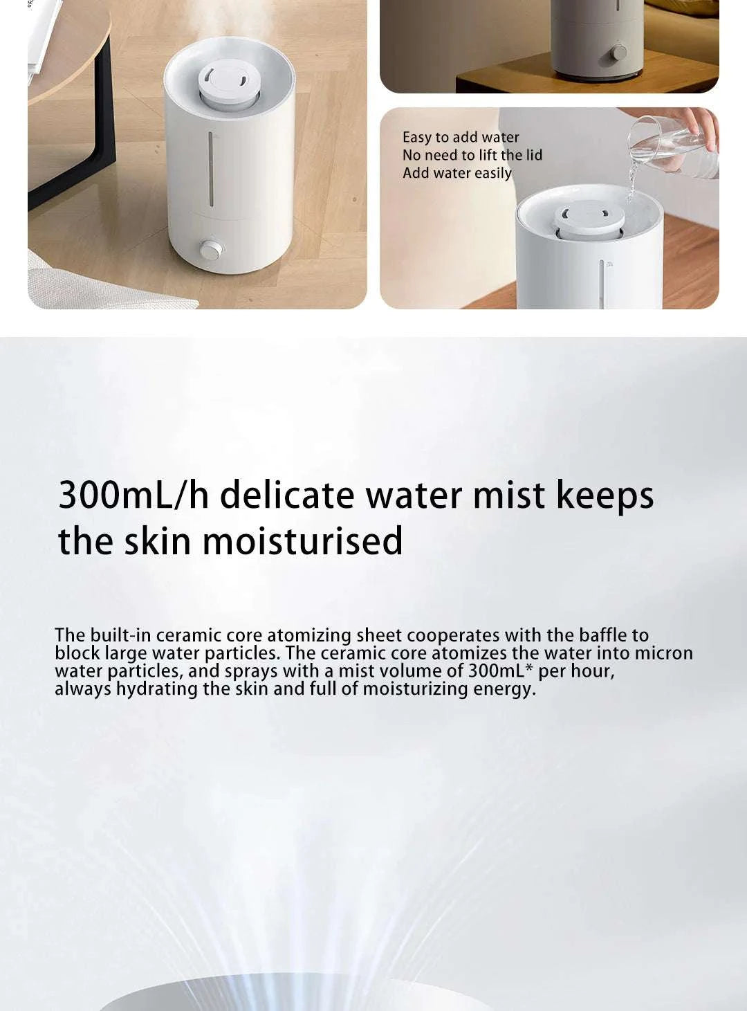 Xiaomi Humidifier 2 4L Quiet Mist Air Humidity Control 300mL/h-WHITE / EU