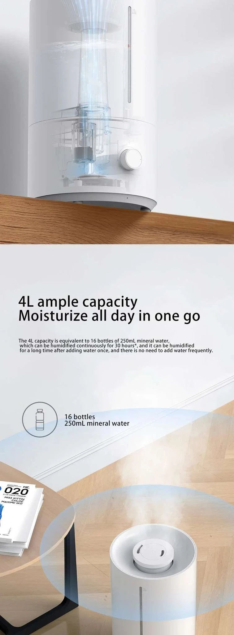 Xiaomi Humidifier 2 4L Quiet Mist Air Humidity Control 300mL/h-WHITE / EU