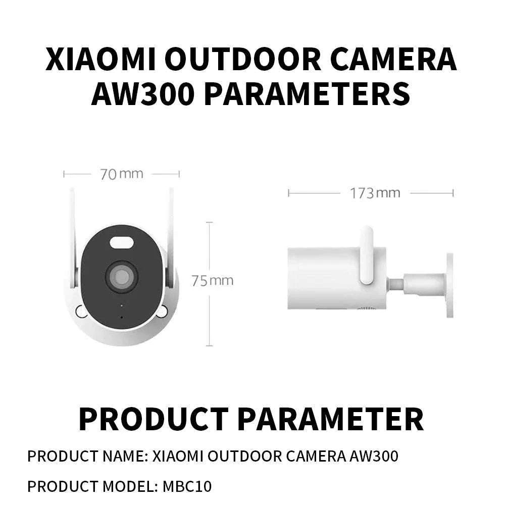Xiaomi Outdoor Camera AW300 2K WiFi Security Cam Night Vision IP66-Chinese Version / US Plug