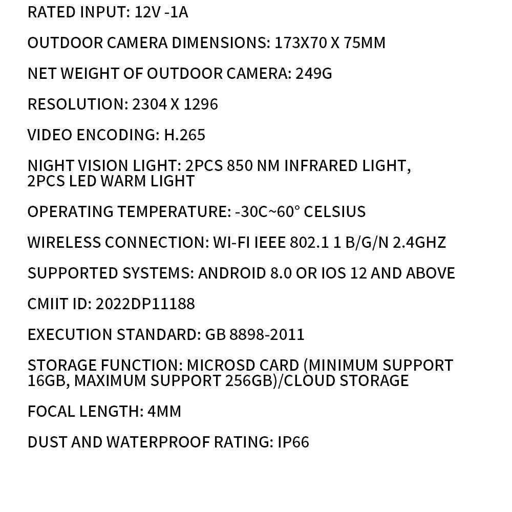 Xiaomi Outdoor Camera AW300 2K WiFi Security Cam Night Vision IP66-Chinese Version / US Plug