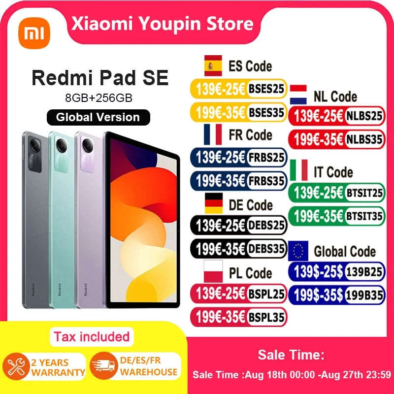Xiaomi Redmi Pad SE 11‑Inch Tablet-Graphite Gray / 8GB 256GB / GERMANY