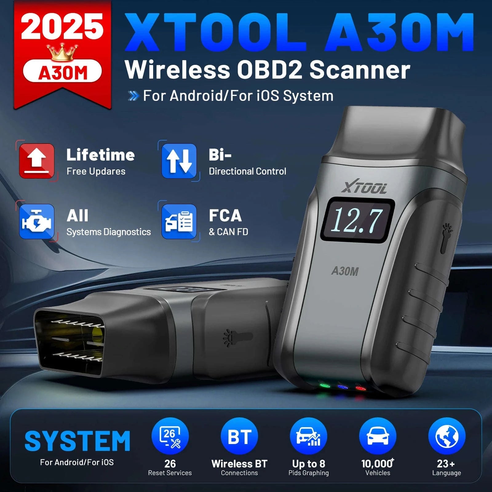 XTOOL A30M OBD2 Scanner Bluetooth Diagnostic Tool-XTOOL A30M / france
