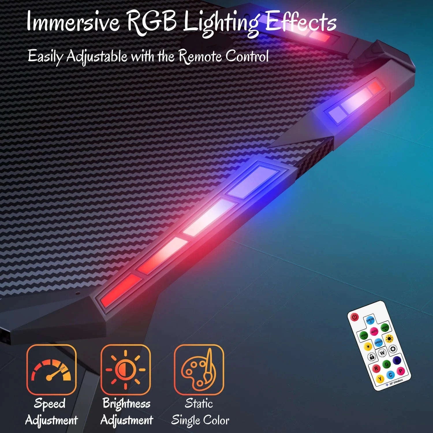 Y-Shaped RGB Gaming Desk with Cup Holder and Headphone Hook-48 Inch / United States