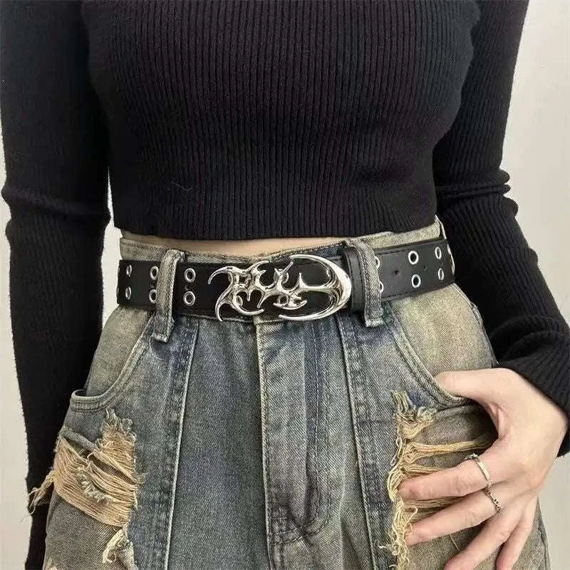 Y2K Hollow Punk Belt – Stylish PU Leather Unisex Accessory-Style-D / 110cm