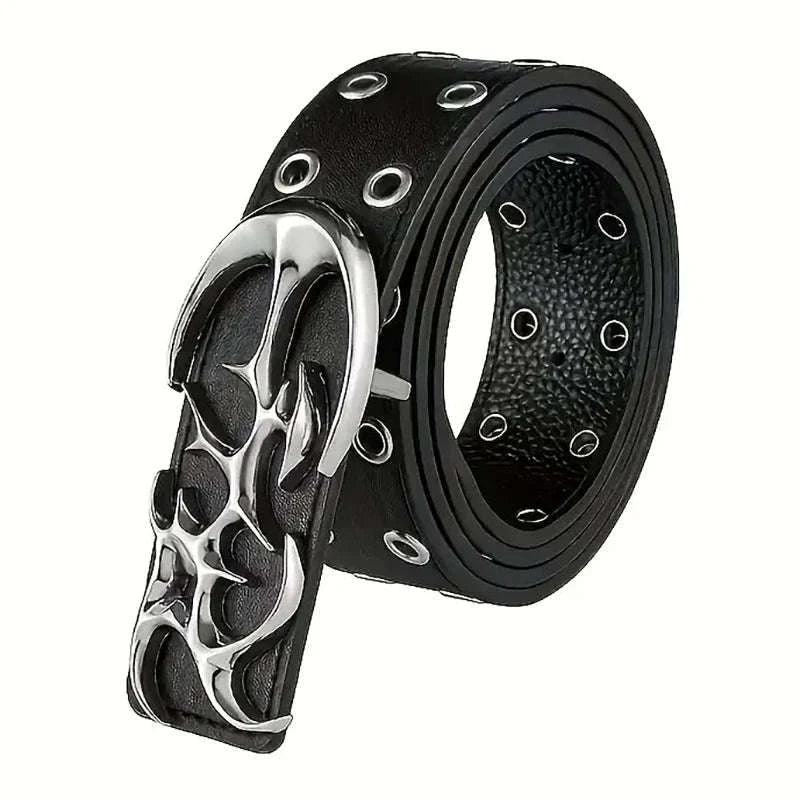 Y2K Hollow Punk Belt – Stylish PU Leather Unisex Accessory-Style-D / 110cm
