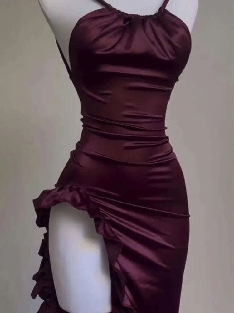 Y2K Summer Halter Dress with Curve-Hugging Retro Style-black / XL