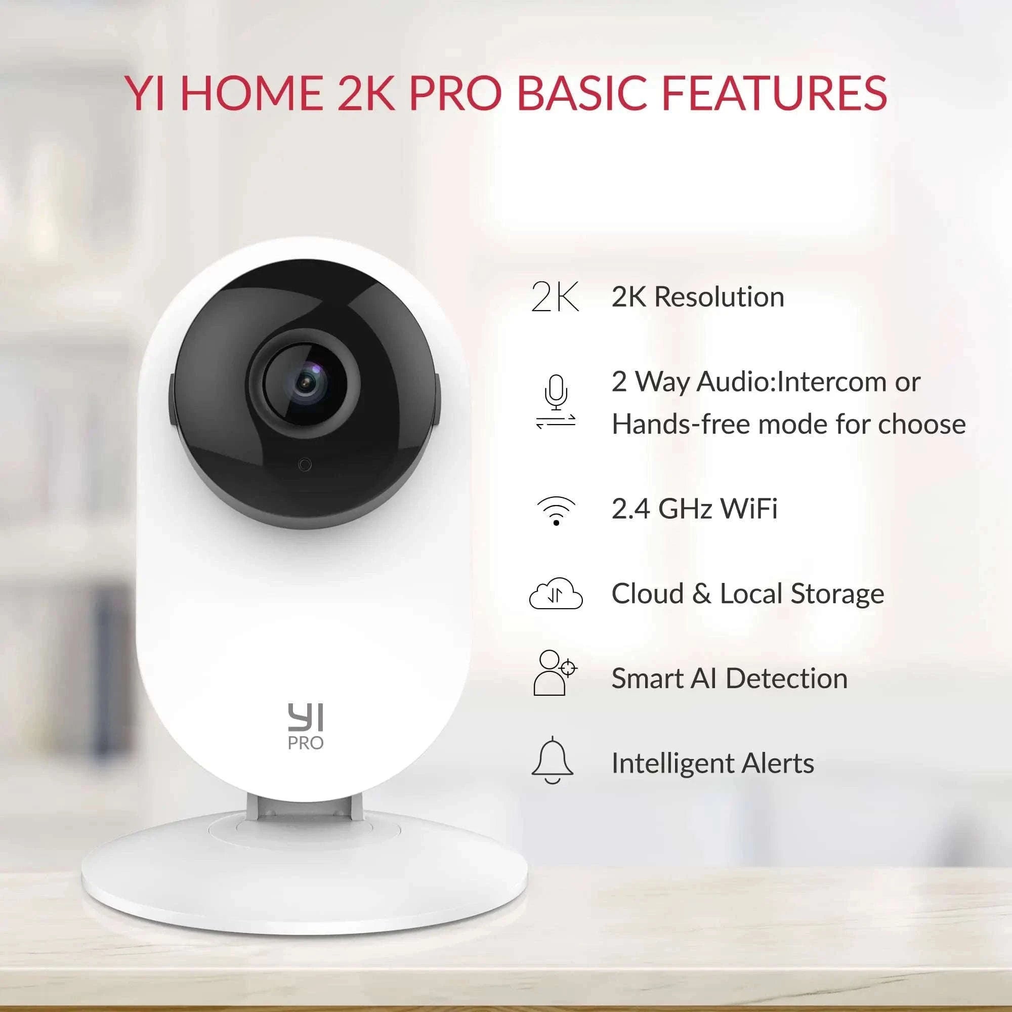 YI 2K 3MP Indoor Security Camera with Night Vision & AI Detection-2pcs / EU Plug / China Mainland