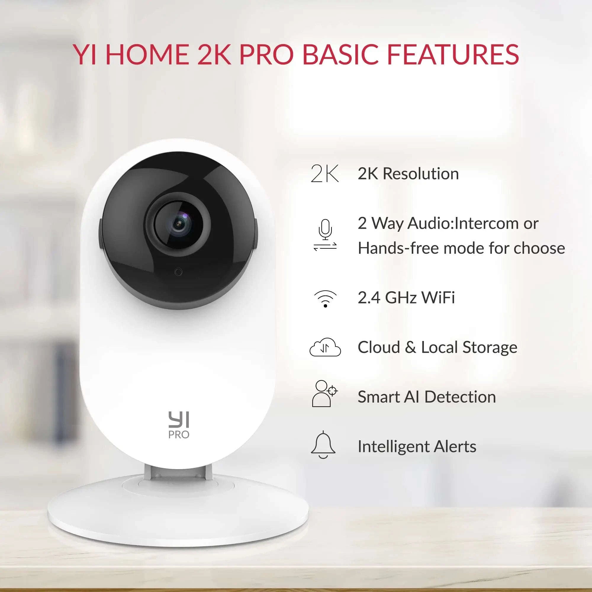 YI 2K 3MP Indoor Security Camera with Night Vision & AI Detection-2pcs / EU Plug / China Mainland