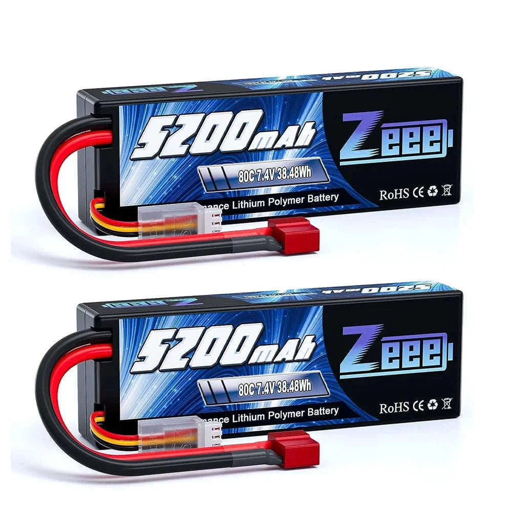 Zeee 2S 5200mAh 80C RC LiPo Battery with Multiple Plug Options-2 pcs T / GERMANY