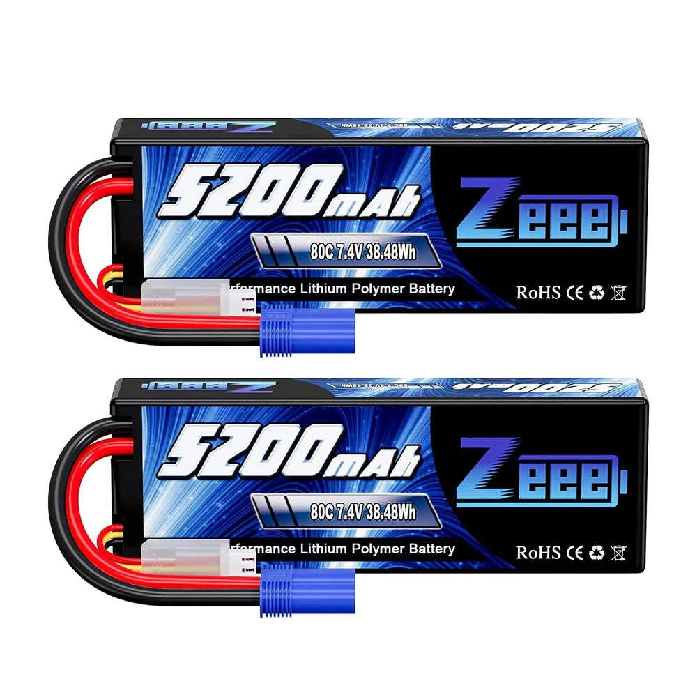Zeee 2S 5200mAh 80C RC LiPo Battery with Multiple Plug Options-2 pcs T / GERMANY