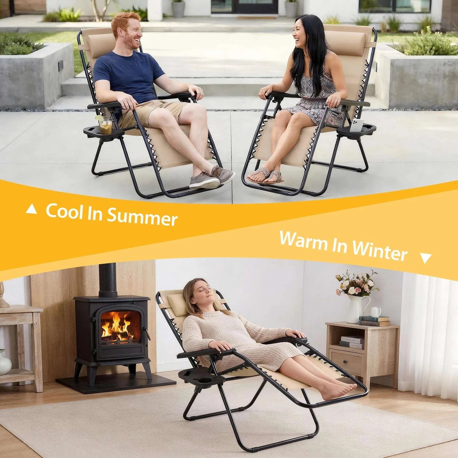 Zero Gravity Recliner Chairs Set of 2 with Tray & Adjustable Headrest-black / United States