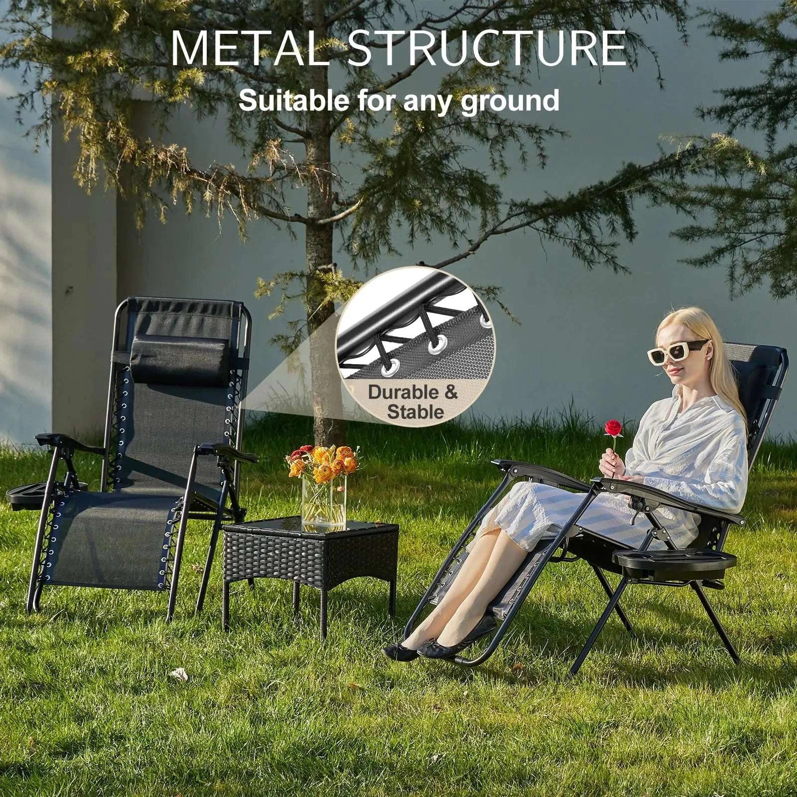 Zero Gravity Recliner Chairs Set of 2 with Tray & Adjustable Headrest-black / United States