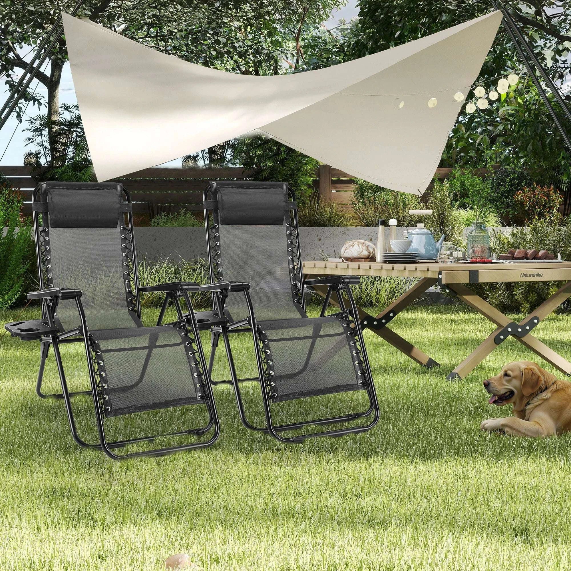 Zero Gravity Recliner Chairs Set of 2 with Tray & Adjustable Headrest-black / United States