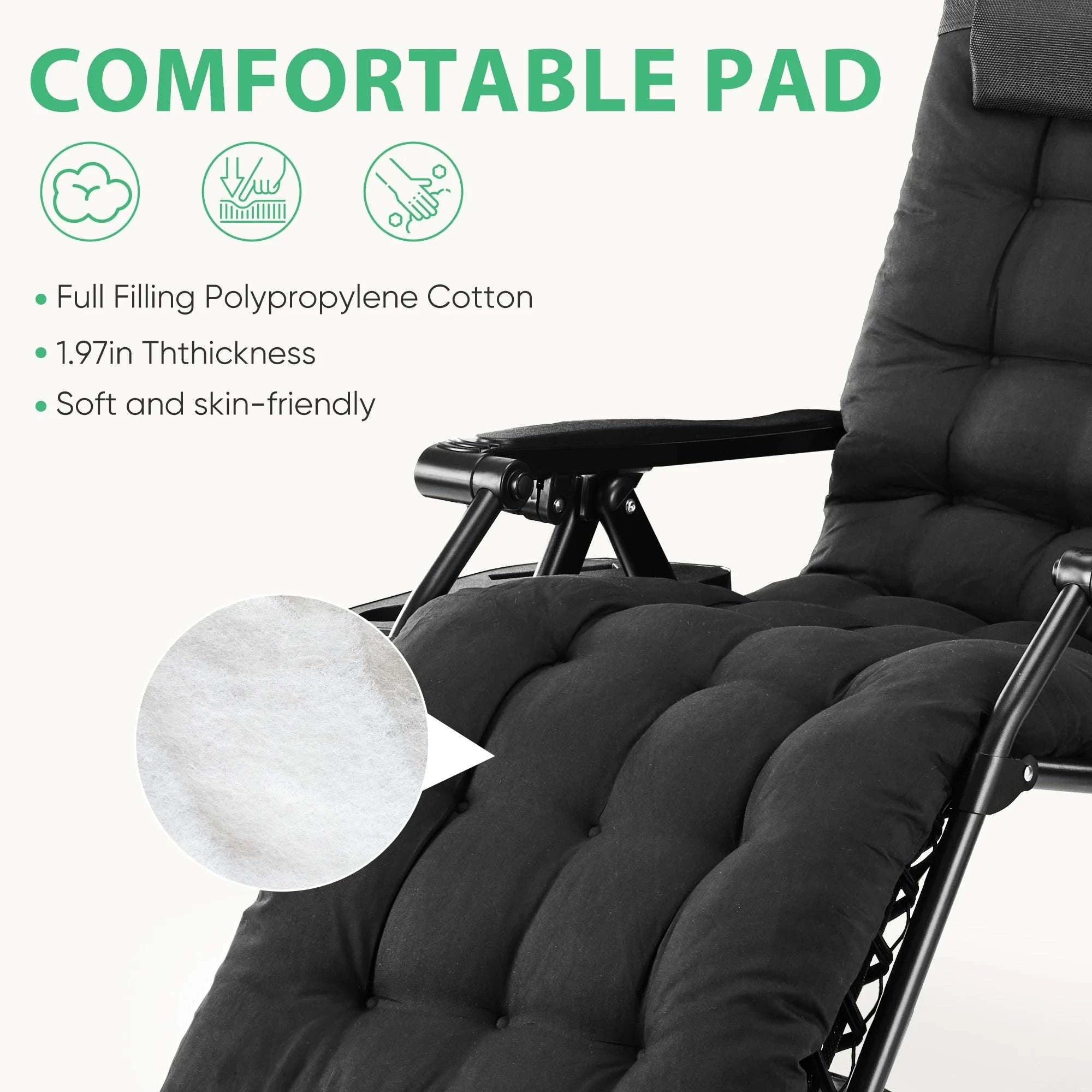 Zero Gravity Recliner Outdoor Lounge Chair with Cup Holder & Cushion-
